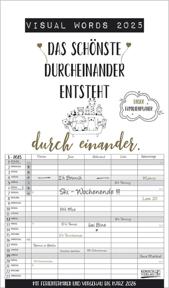 Visual Words Familienplaner 2025 | Korsch Verlag