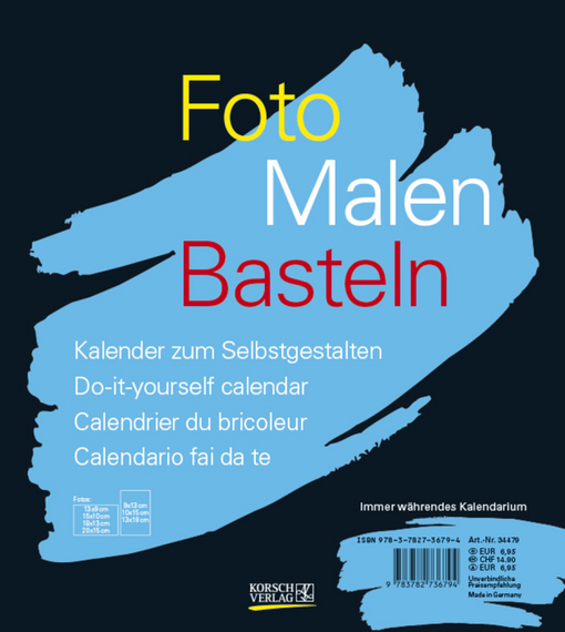 Calendrier 2023 Korsch Verlag Foto-Malen-Basteln Bastelkalender Schwarz Immerwährend | Korsch Verlag