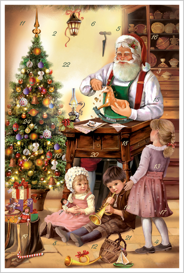 Adventskarten-Sortiment &raquo;Beim Weihnachtsmann&laquo; (3 x 1 Karte), Innenansicht #2