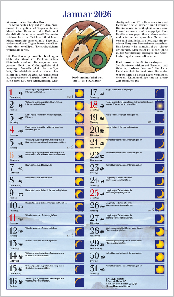Mit dem Mond im Rhythmus 2026, Innenansicht #1