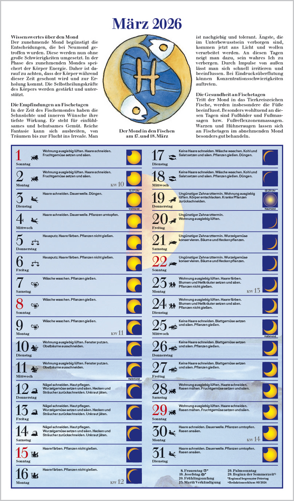 Mit dem Mond im Rhythmus 2026, Innenansicht #3