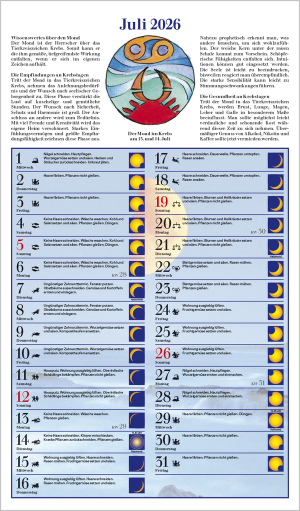 Mit dem Mond im Rhythmus 2026, Innenansicht #7