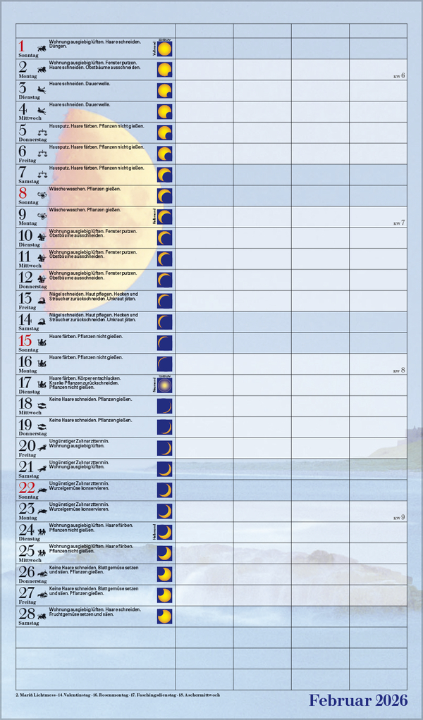Mond-Familientimer 2026, Innenansicht #2