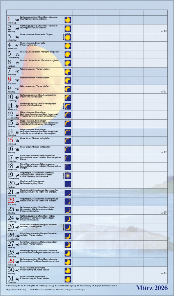 Mond-Familientimer 2026, Innenansicht #3