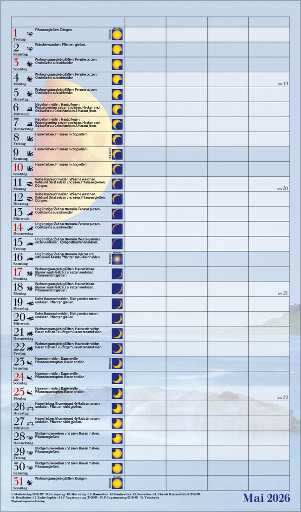 Mond-Familientimer 2026, Innenansicht #5