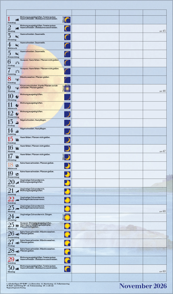 Mond-Familientimer 2026, Innenansicht #11