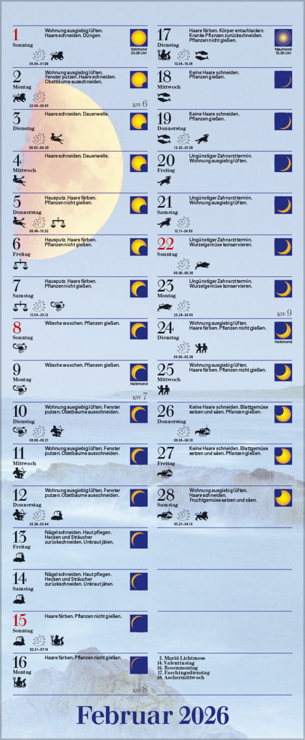 Mond-Planer 2026, Innenansicht #2