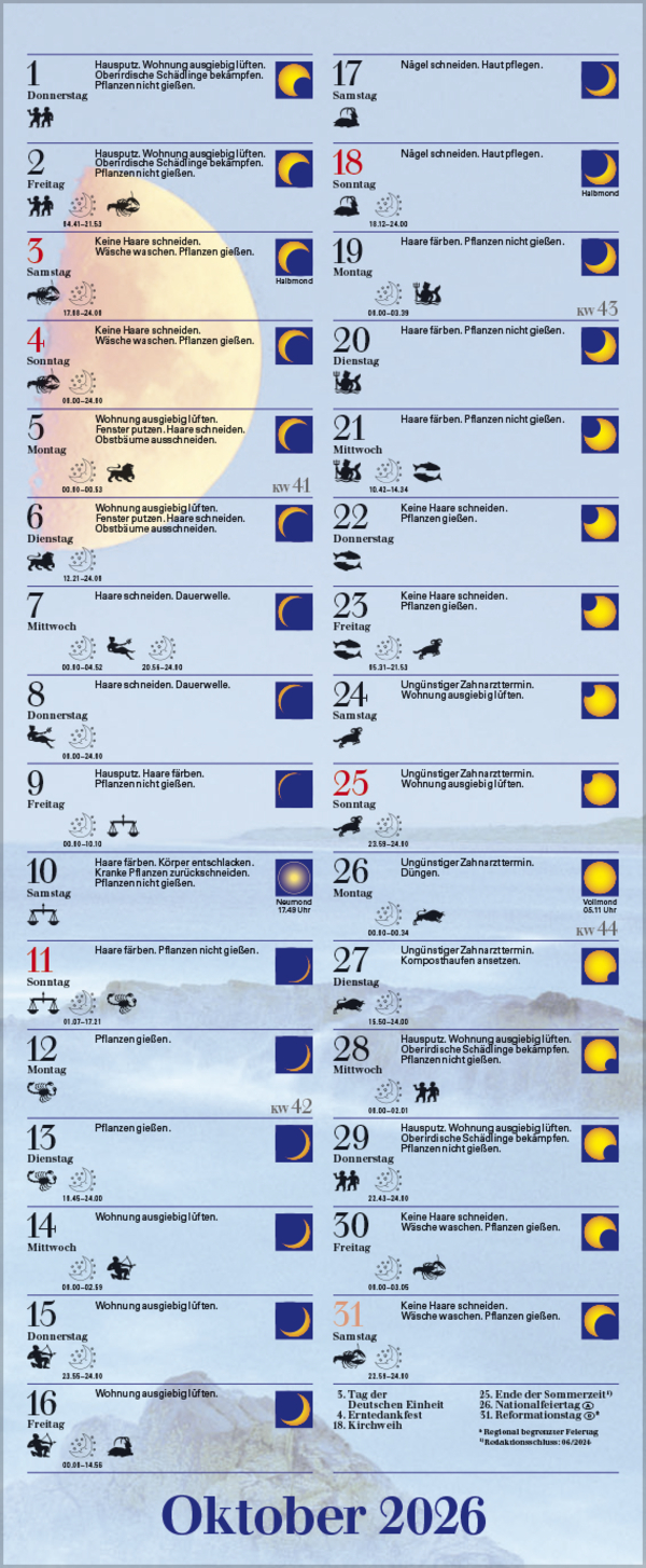 Mond-Planer 2026, Innenansicht #10