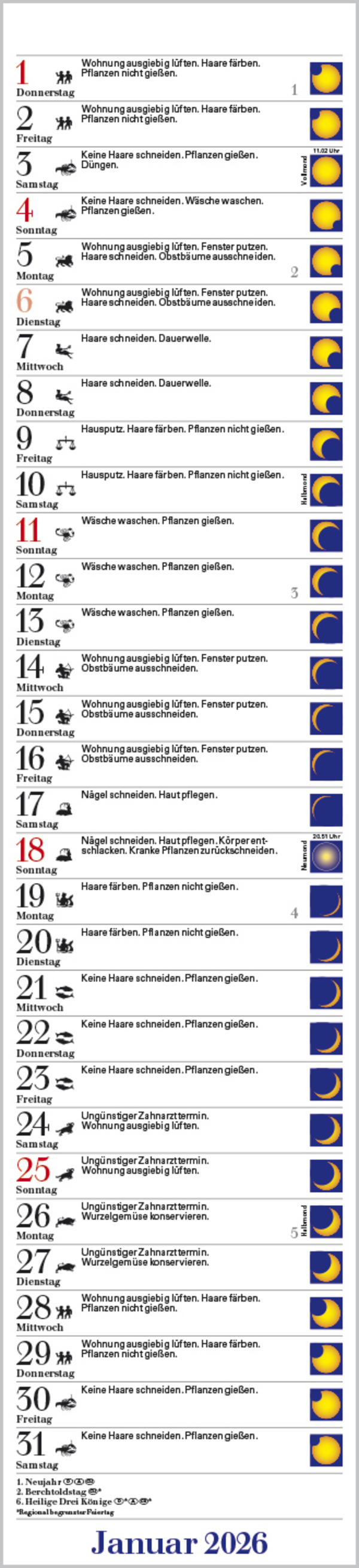 Mond-Langplaner 2026, Innenansicht #1