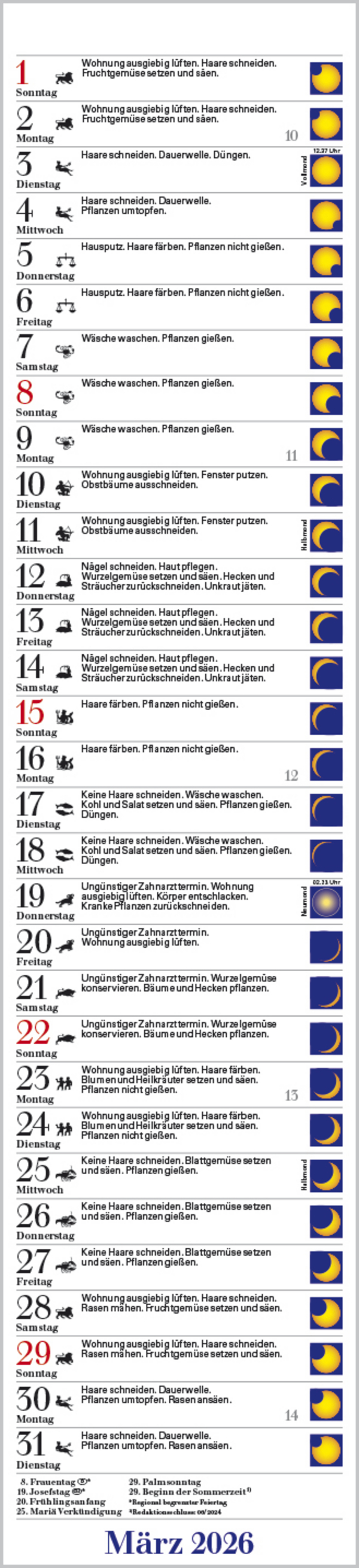 Mond-Langplaner 2026, Innenansicht #3