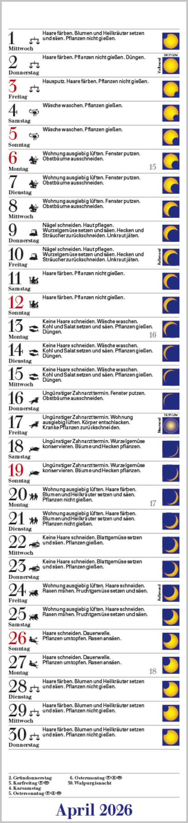 Mond-Langplaner 2026, Innenansicht #4
