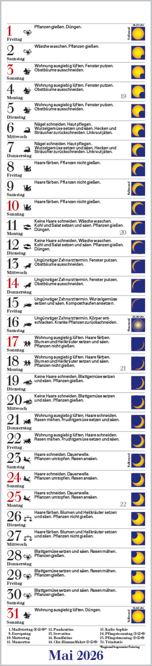 Mond-Langplaner 2026, Innenansicht #5