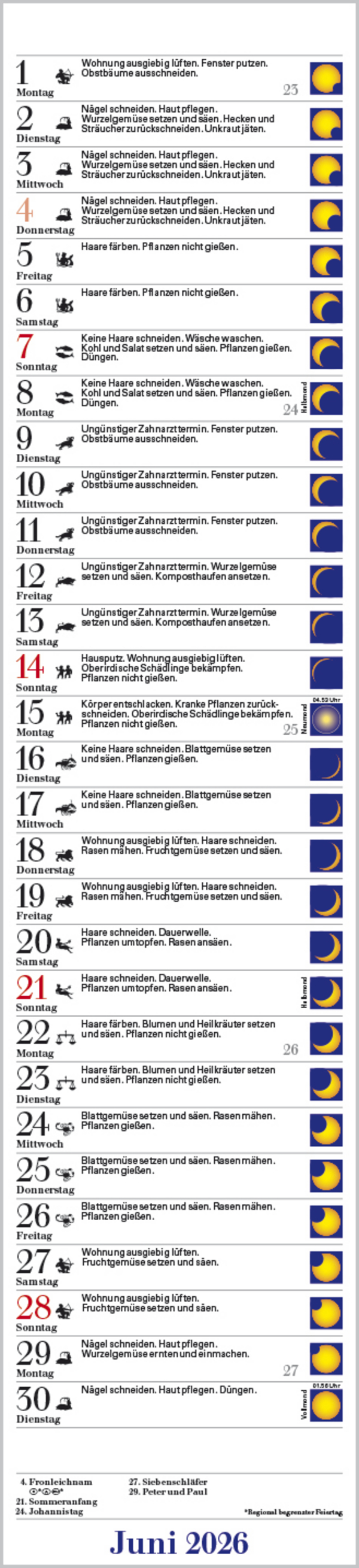 Mond-Langplaner 2026, Innenansicht #6