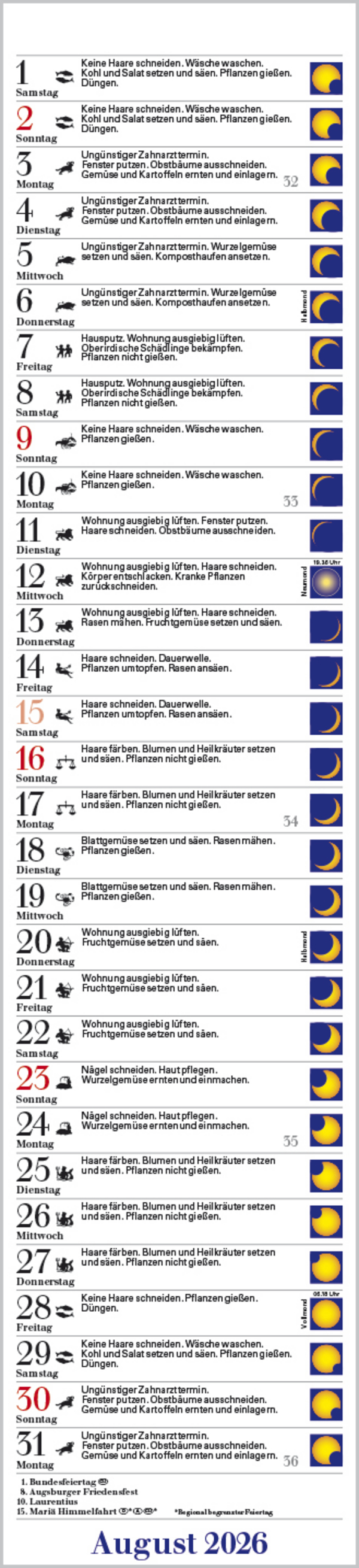 Mond-Langplaner 2026, Innenansicht #8