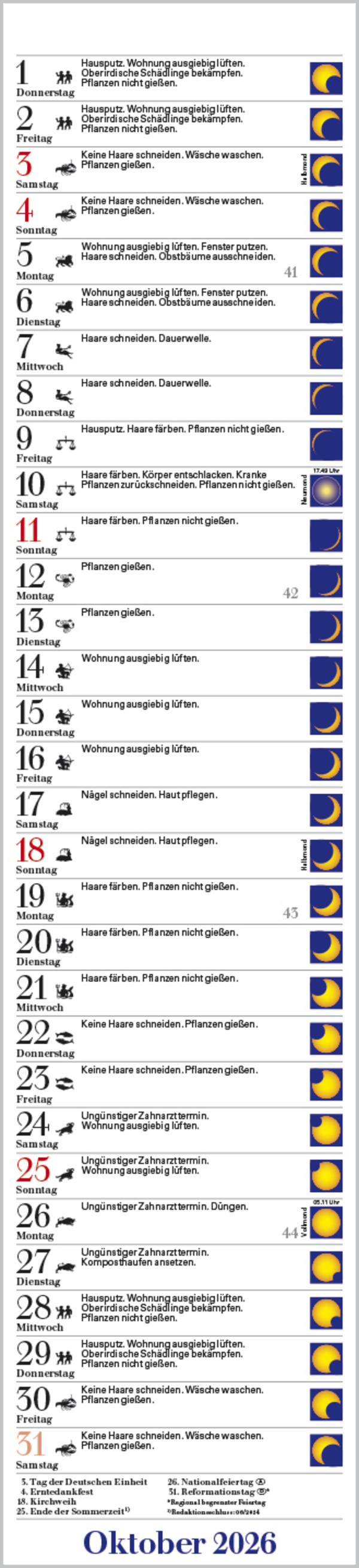 Mond-Langplaner 2026, Innenansicht #10
