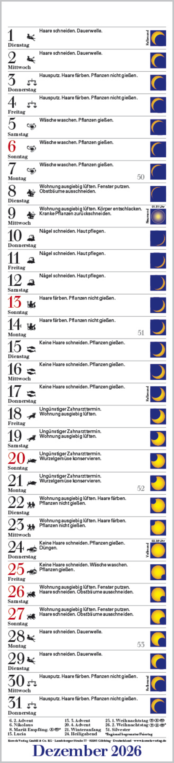 Mond-Langplaner 2026, Innenansicht #12