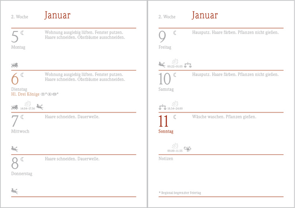 Der kleine Mondkalender 2026, Innenansicht #2