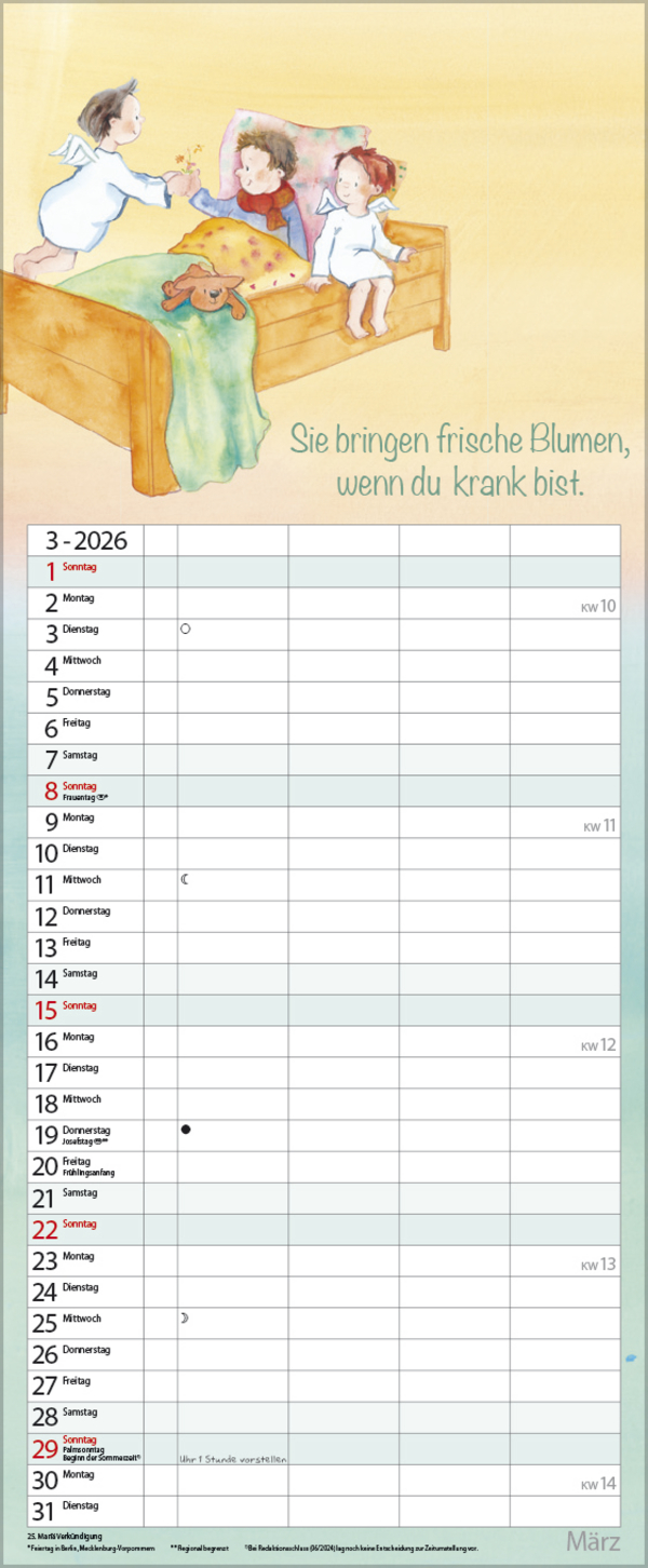 Familientimer Schutzengel 2026, Innenansicht #3
