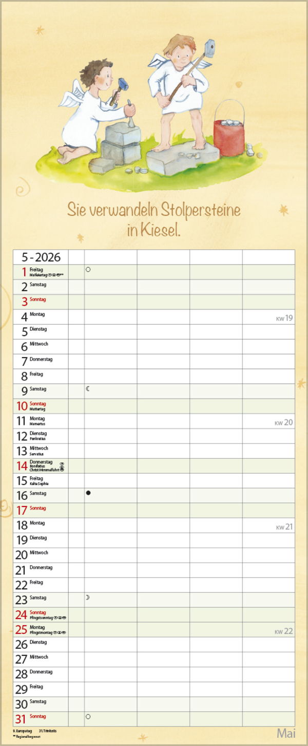 Familientimer Schutzengel 2026, Innenansicht #5