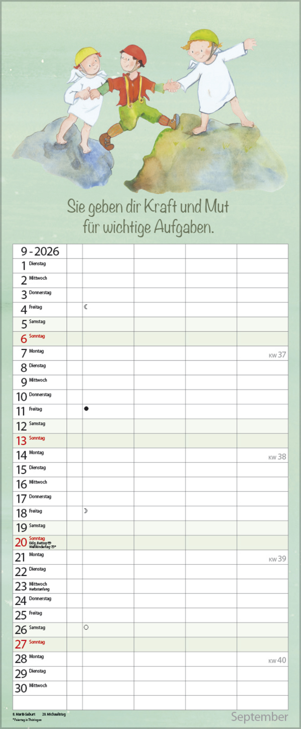 Familientimer Schutzengel 2026, Innenansicht #9