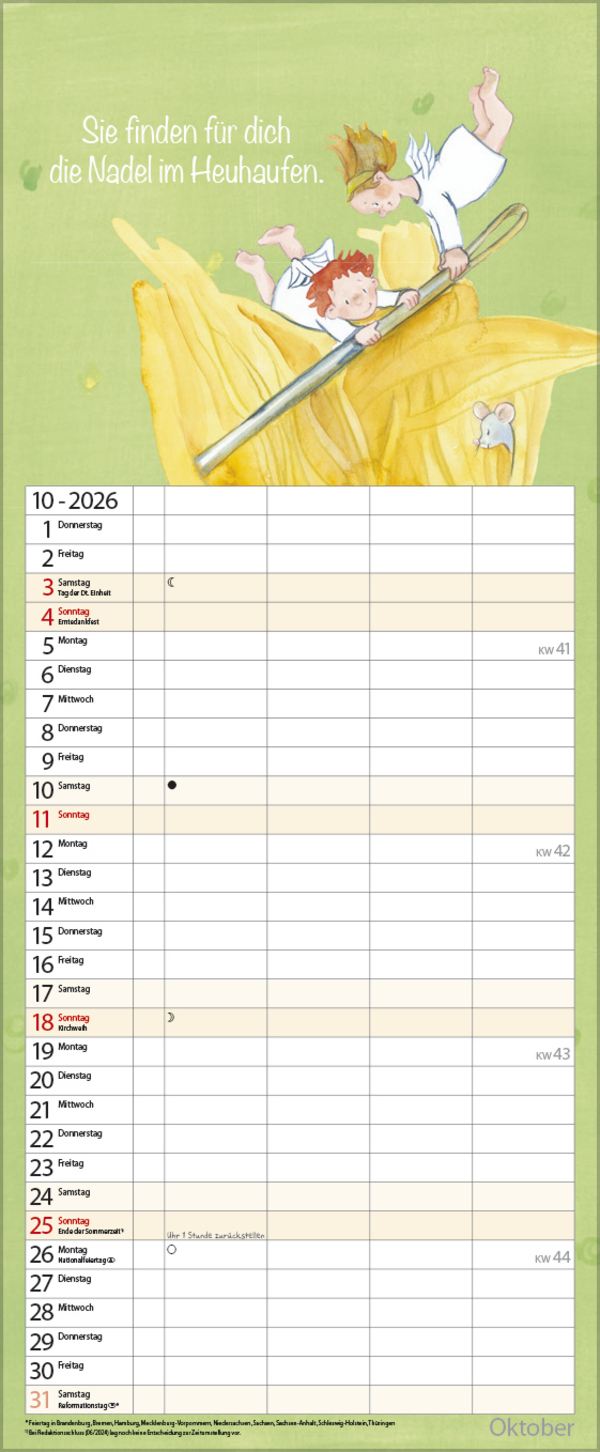 Familientimer Schutzengel 2026, Innenansicht #10