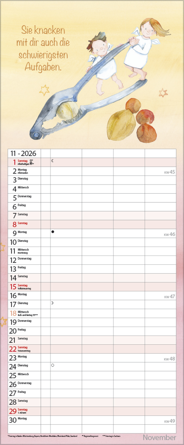 Familientimer Schutzengel 2026, Innenansicht #11