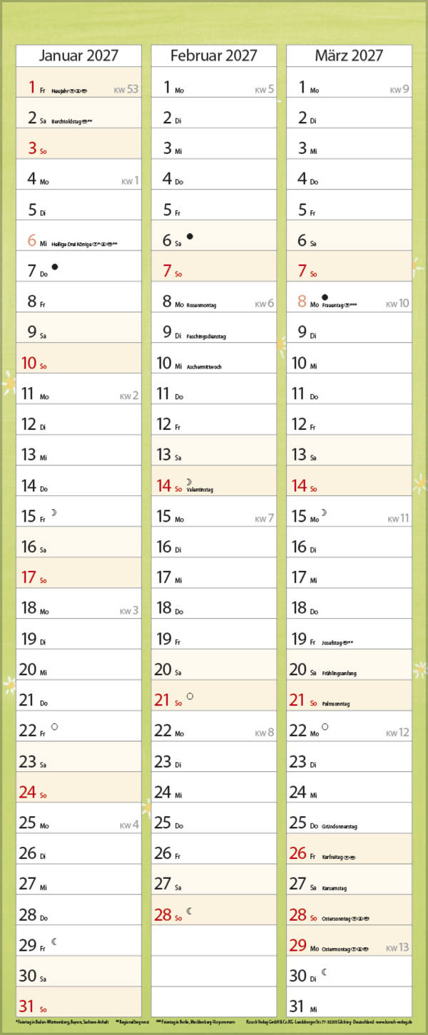 Familientimer Schutzengel 2026, Innenansicht #13