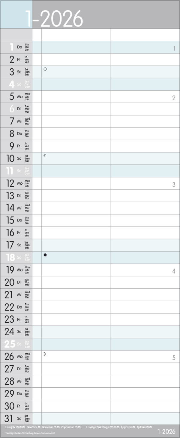 My Timer 2026, Innenansicht #1