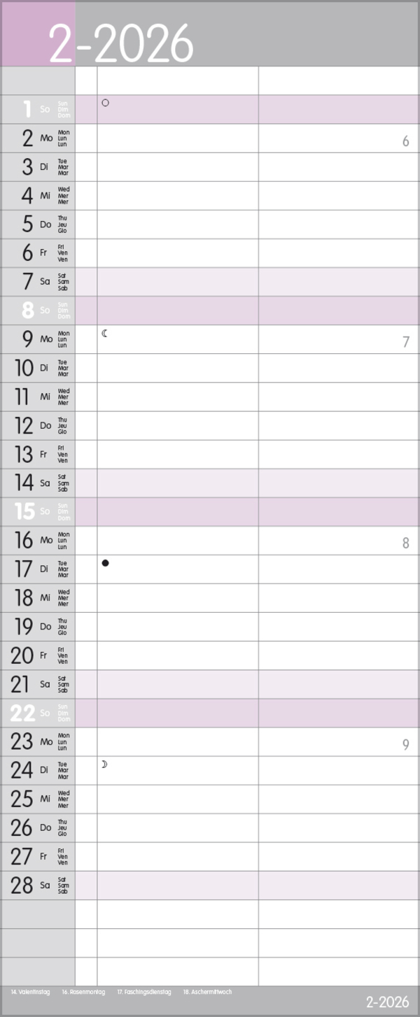 My Timer 2026, Innenansicht #2