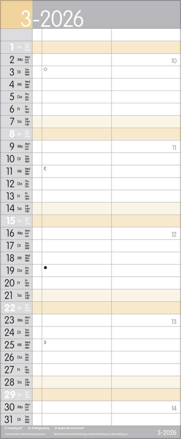 My Timer 2026, Innenansicht #3