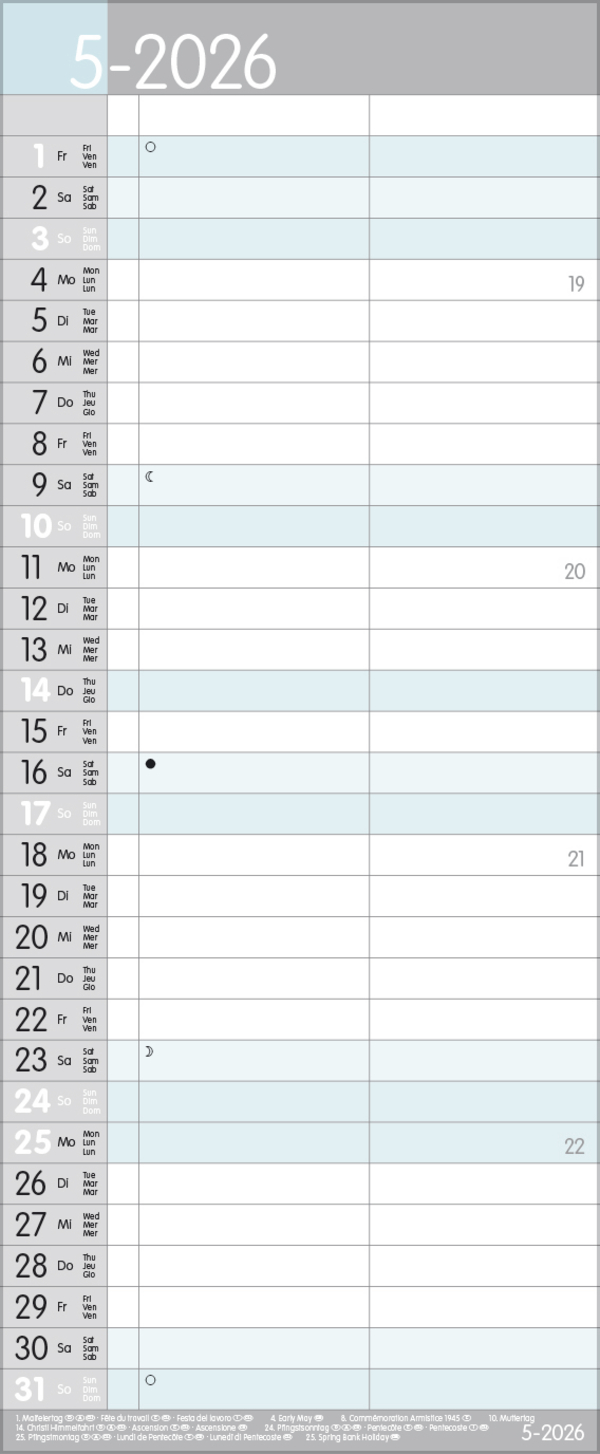 My Timer 2026, Innenansicht #5