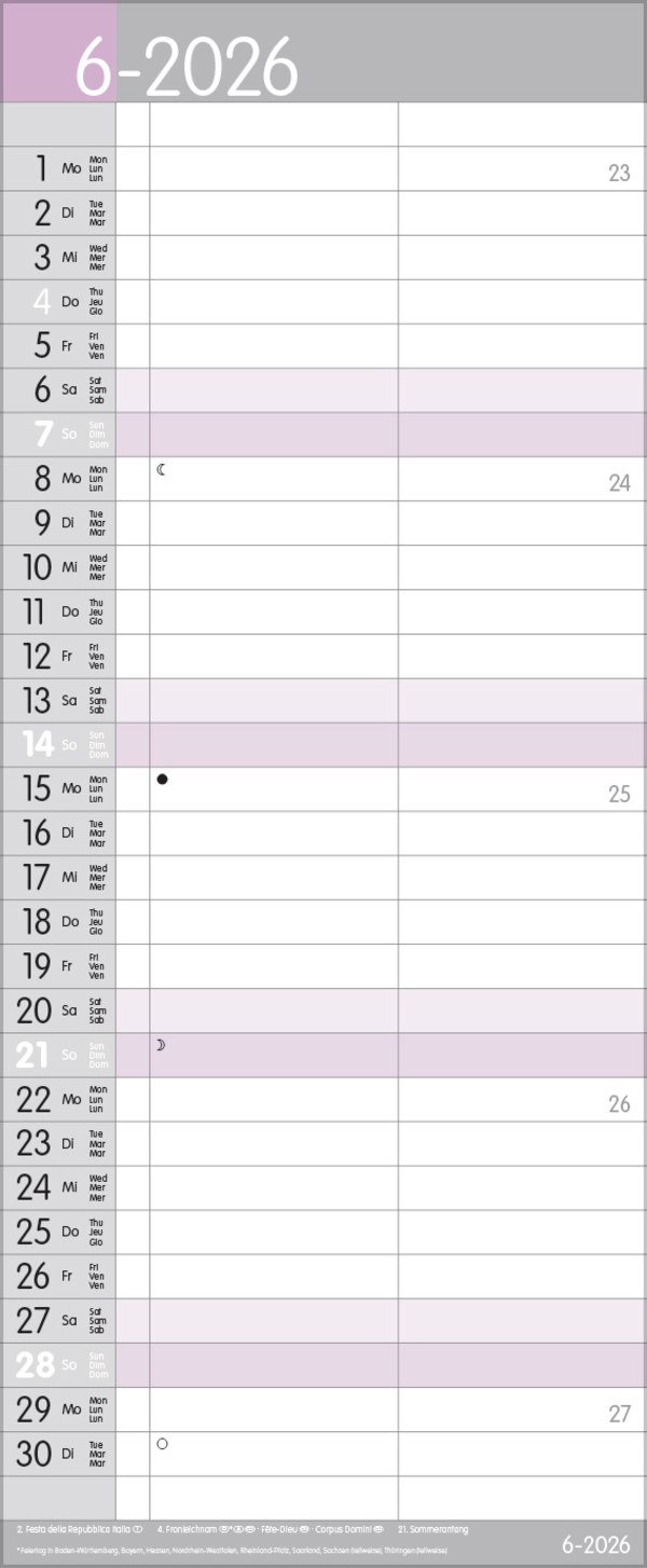 My Timer 2026, Innenansicht #6