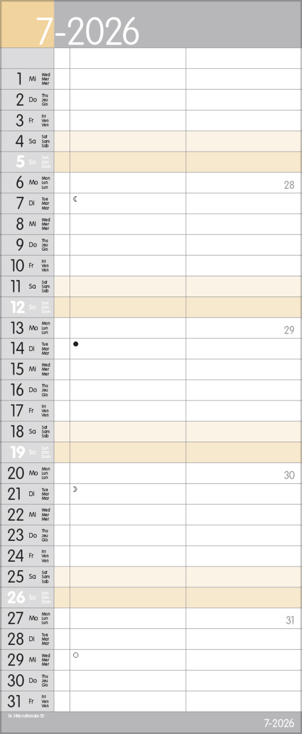 My Timer 2026, Innenansicht #7