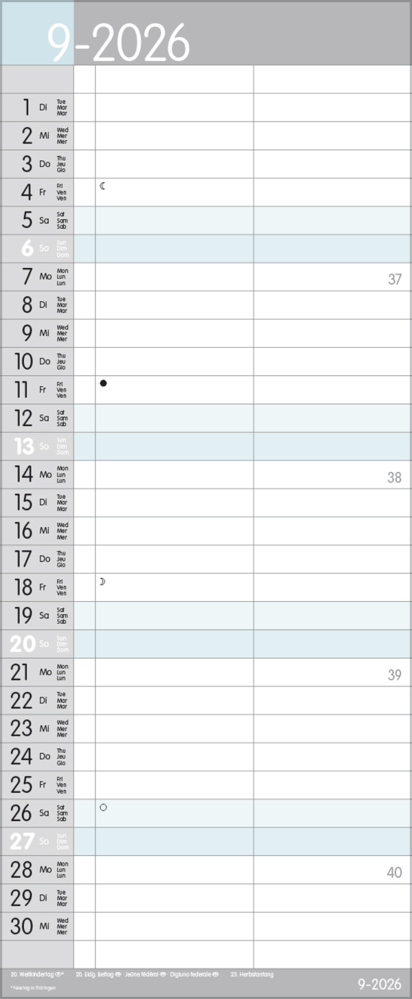 My Timer 2026, Innenansicht #9