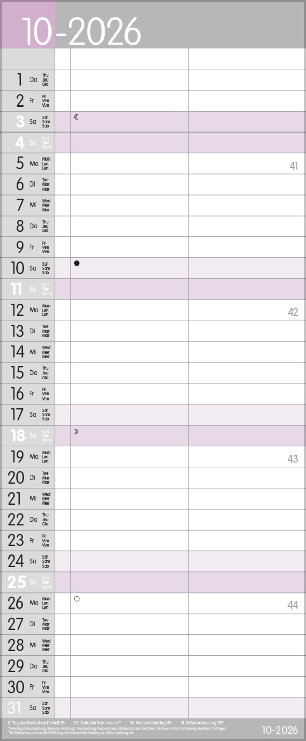 My Timer 2026, Innenansicht #10