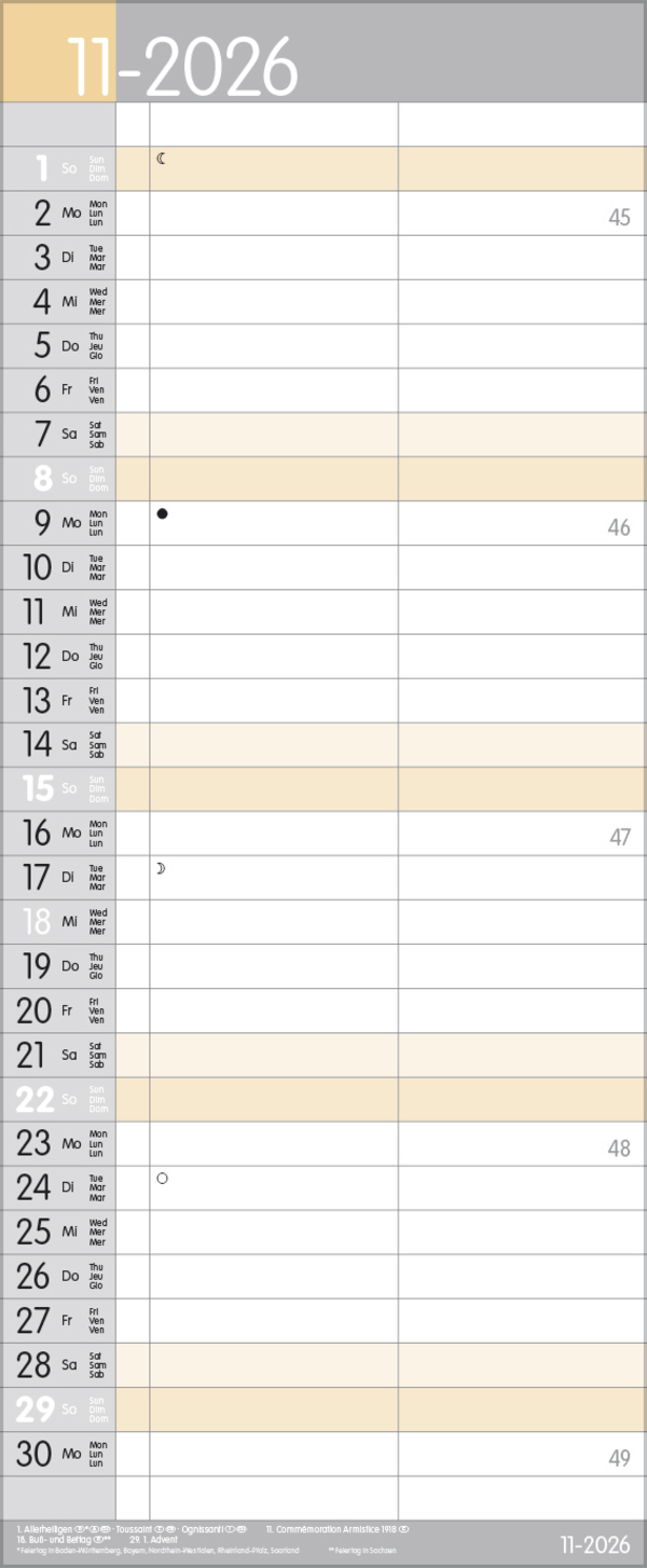 My Timer 2026, Innenansicht #11