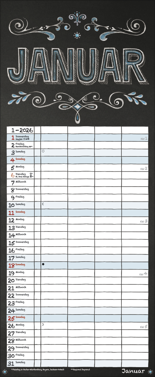 Tafel Timer 2026, Innenansicht #1