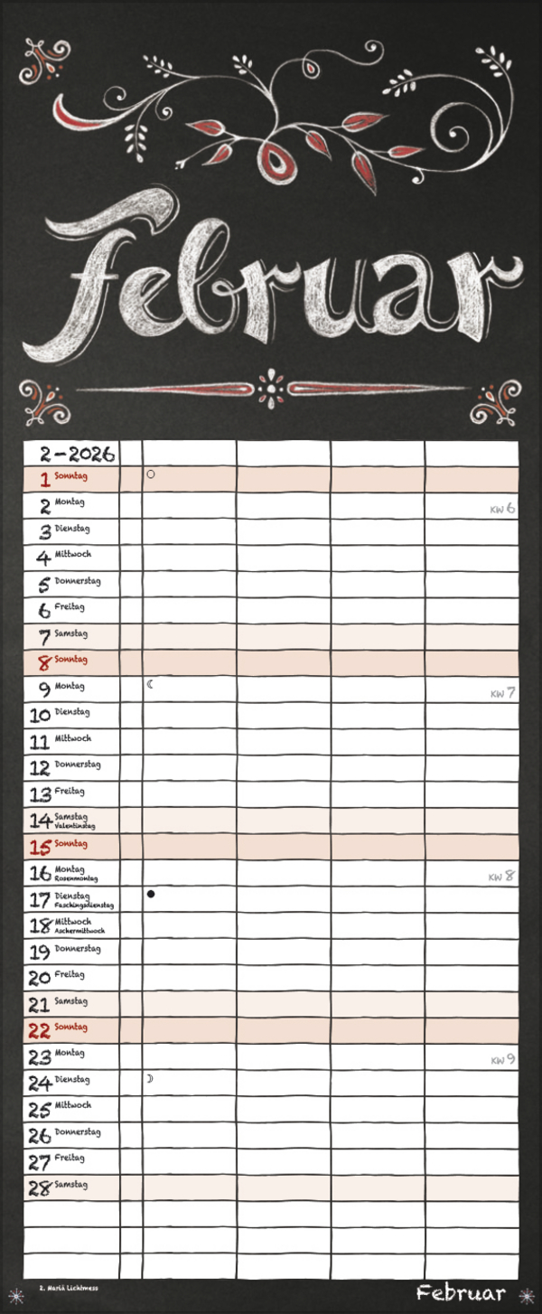 Tafel Timer 2026, Innenansicht #2