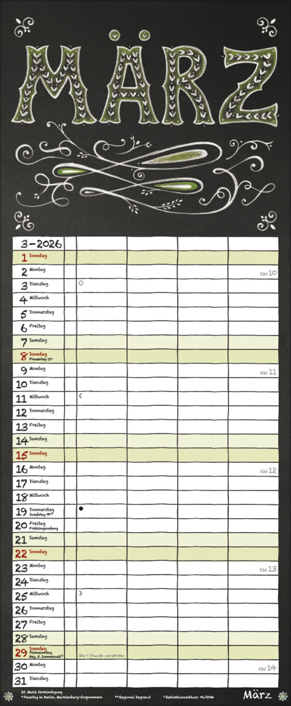 Tafel Timer 2026, Innenansicht #3