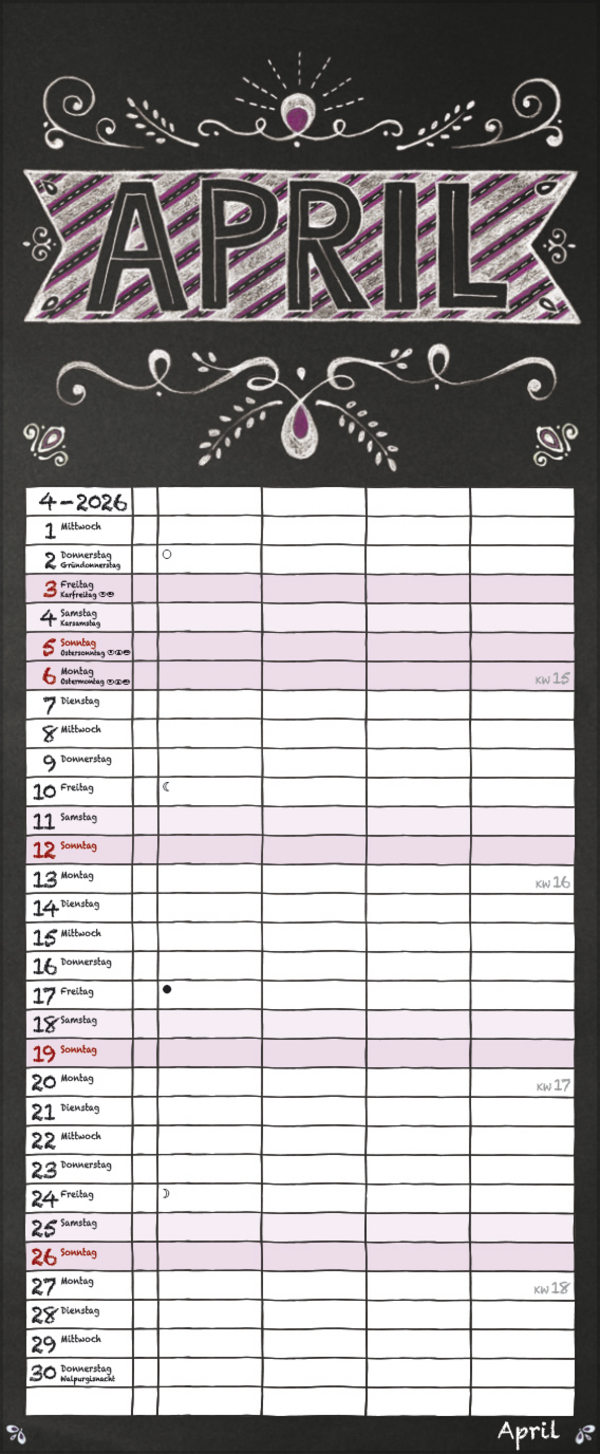 Tafel Timer 2026, Innenansicht #4