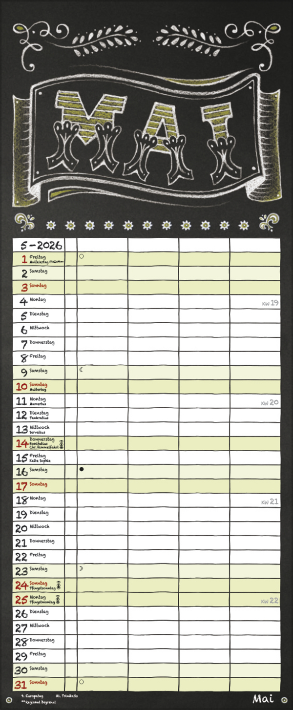 Tafel Timer 2026, Innenansicht #5