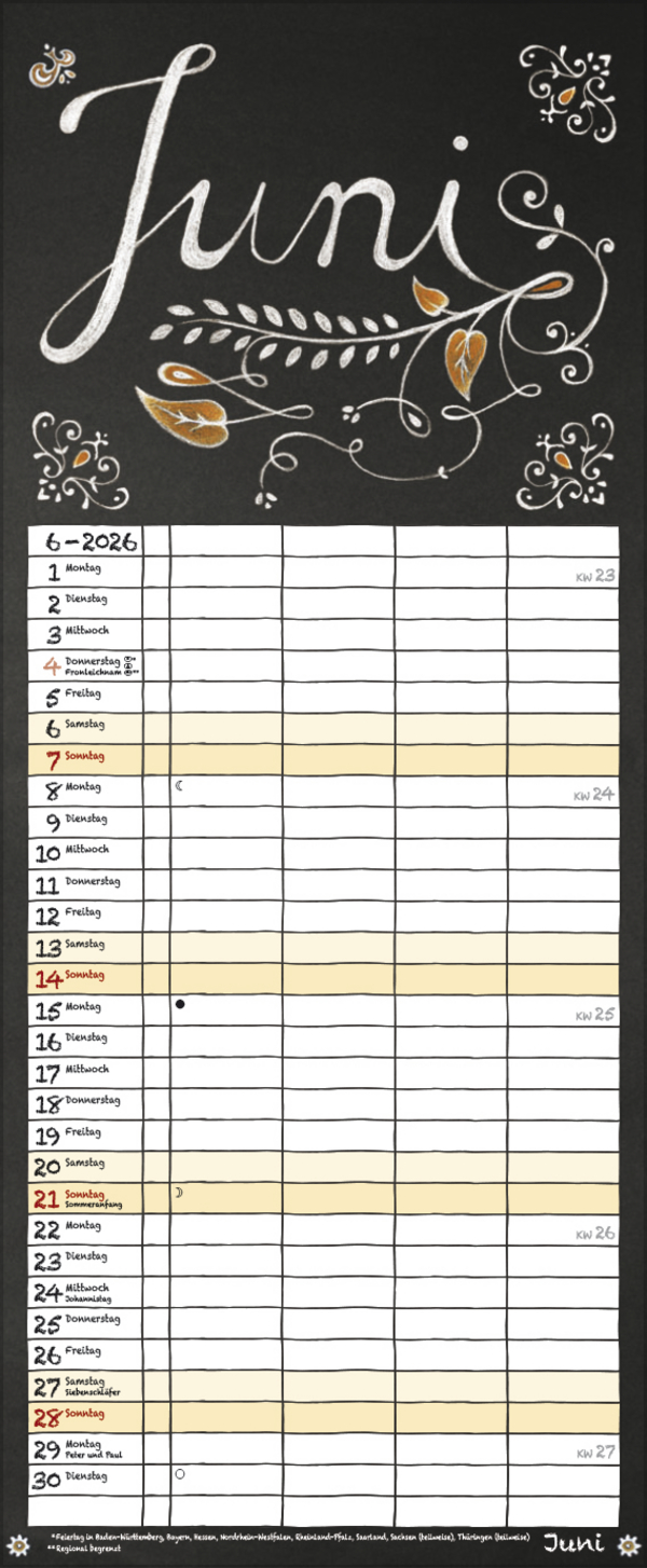 Tafel Timer 2026, Innenansicht #6