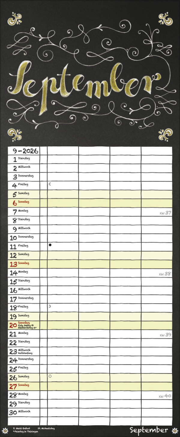 Tafel Timer 2026, Innenansicht #9