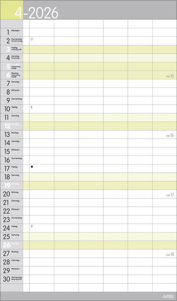 XL Familienplaner Pastell 2026, Innenansicht #4