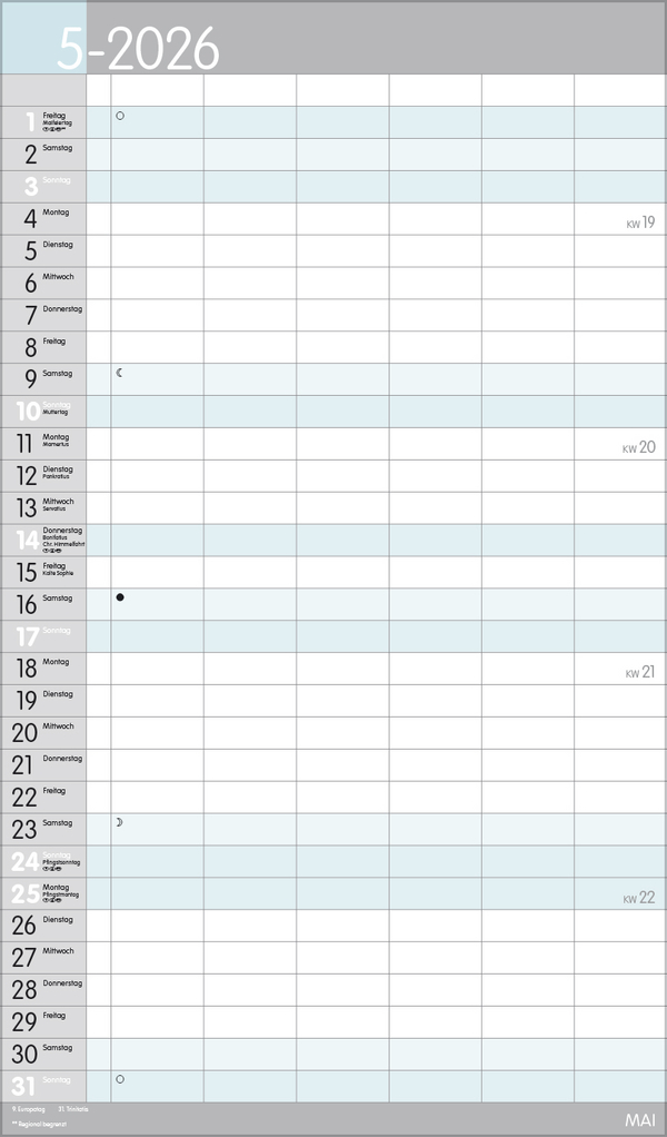 XL Familienplaner Pastell 2026, Innenansicht #5
