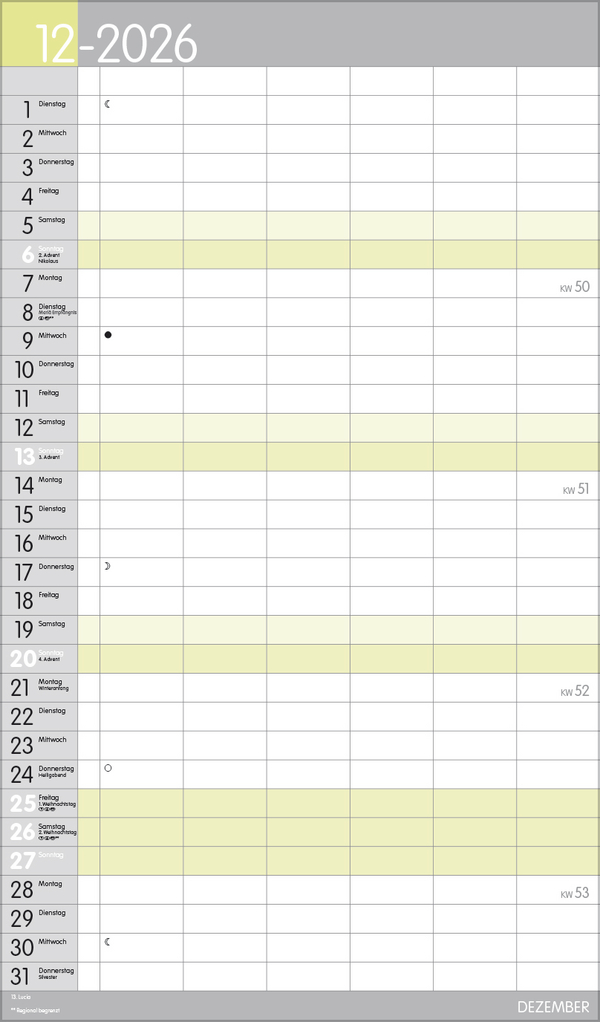 XL Familienplaner Pastell 2026, Innenansicht #12