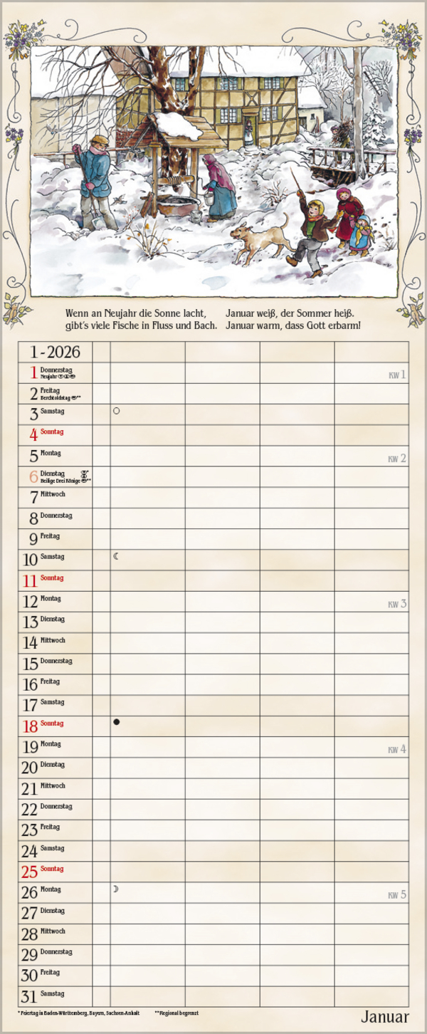 Bauernkalender 2026, Innenansicht #1