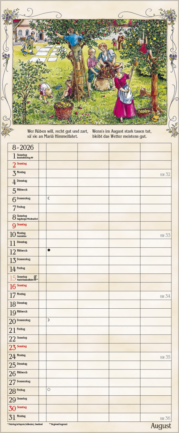Bauernkalender 2026, Innenansicht #8