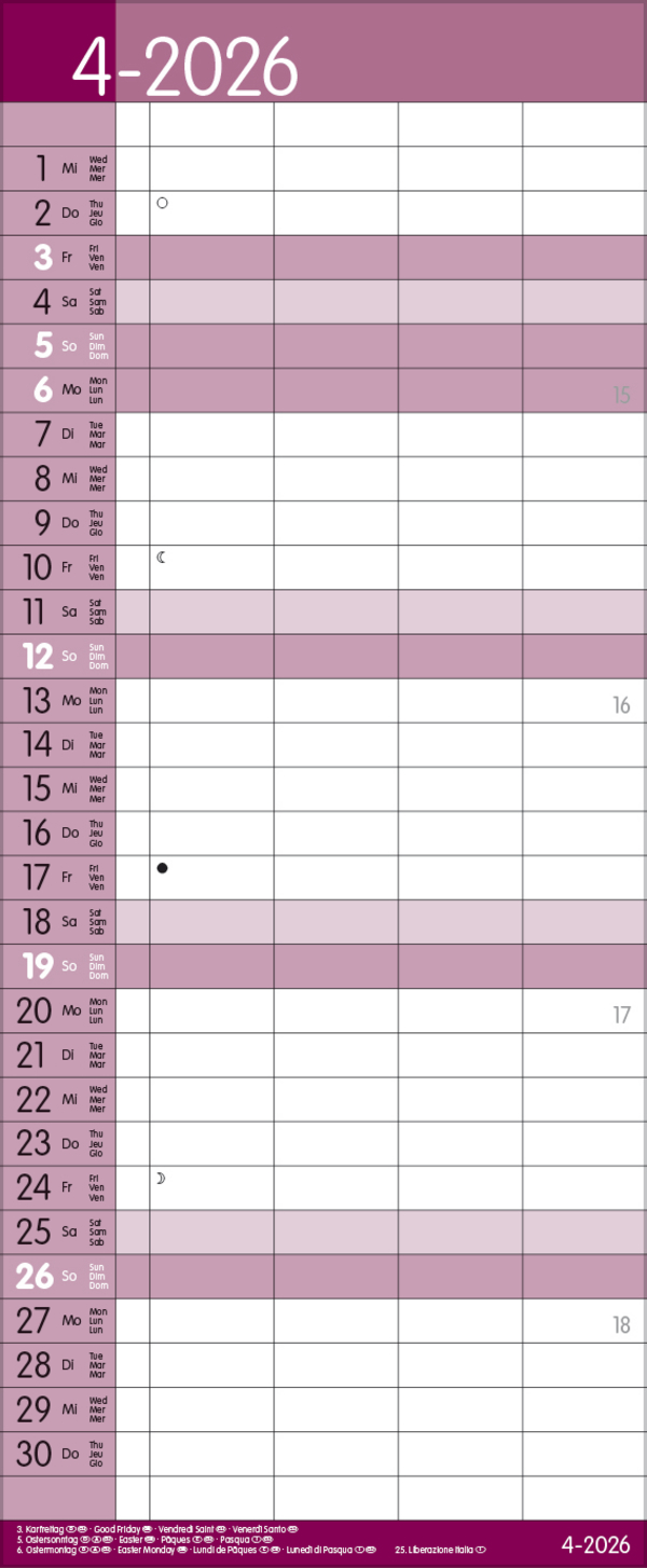 Family Timer Malve 2026, Innenansicht #4