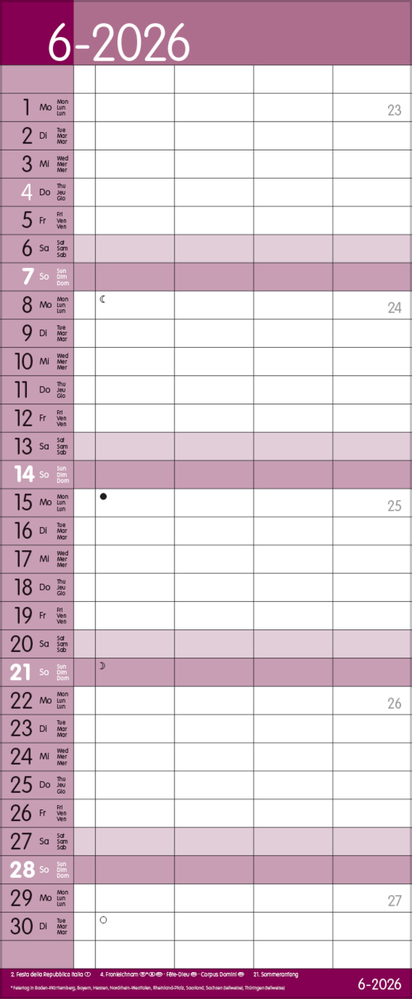 Family Timer Malve 2026, Innenansicht #6